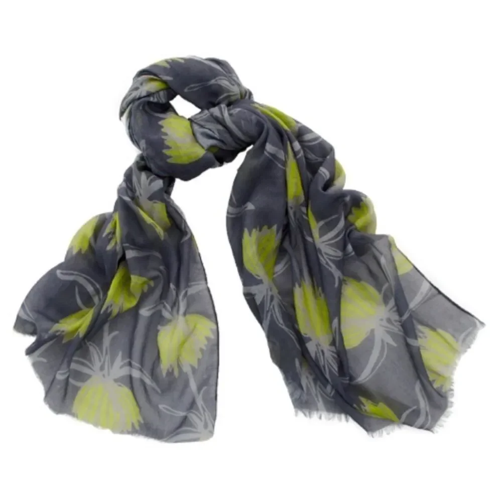 India Hicks Crown Imperial Scarf - Gray and Rapeseed